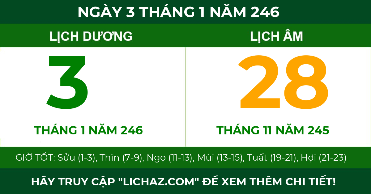lịch âm ngày 3 tháng 1 năm 246