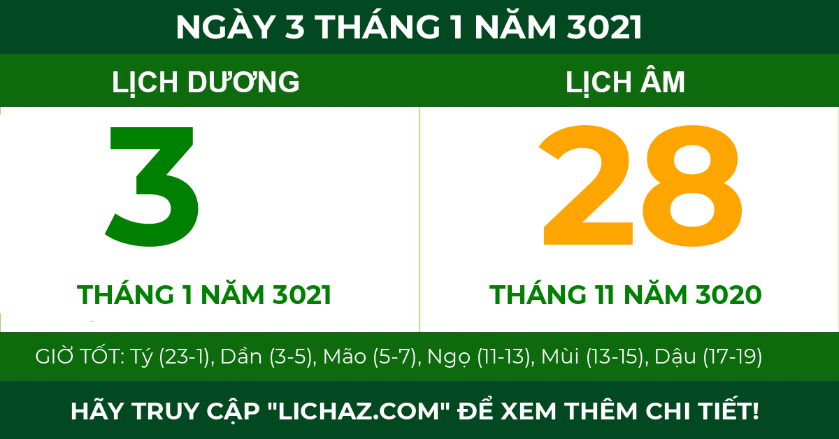 lịch âm ngày 3 tháng 1 năm 3021