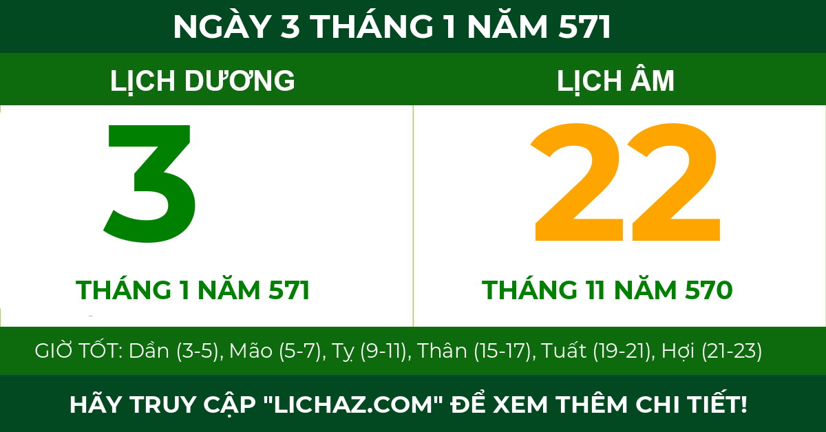 lịch âm ngày 3 tháng 1 năm 571