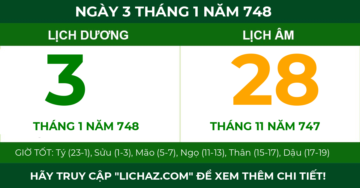 lịch âm ngày 3 tháng 1 năm 748