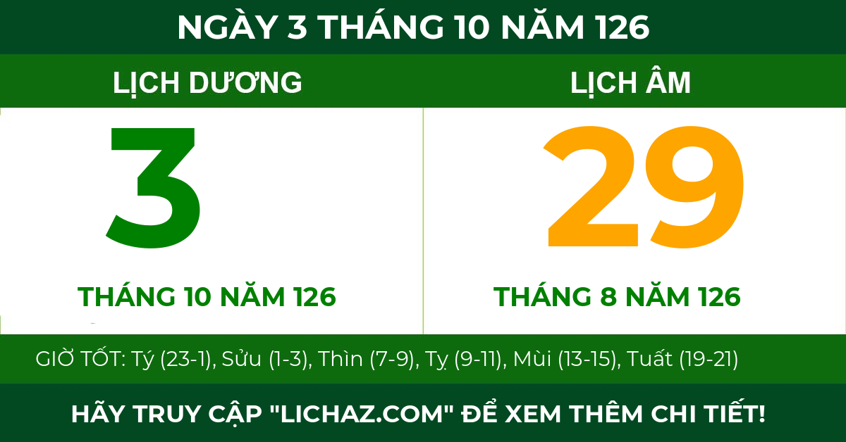 lịch âm ngày 3 tháng 10 năm 126