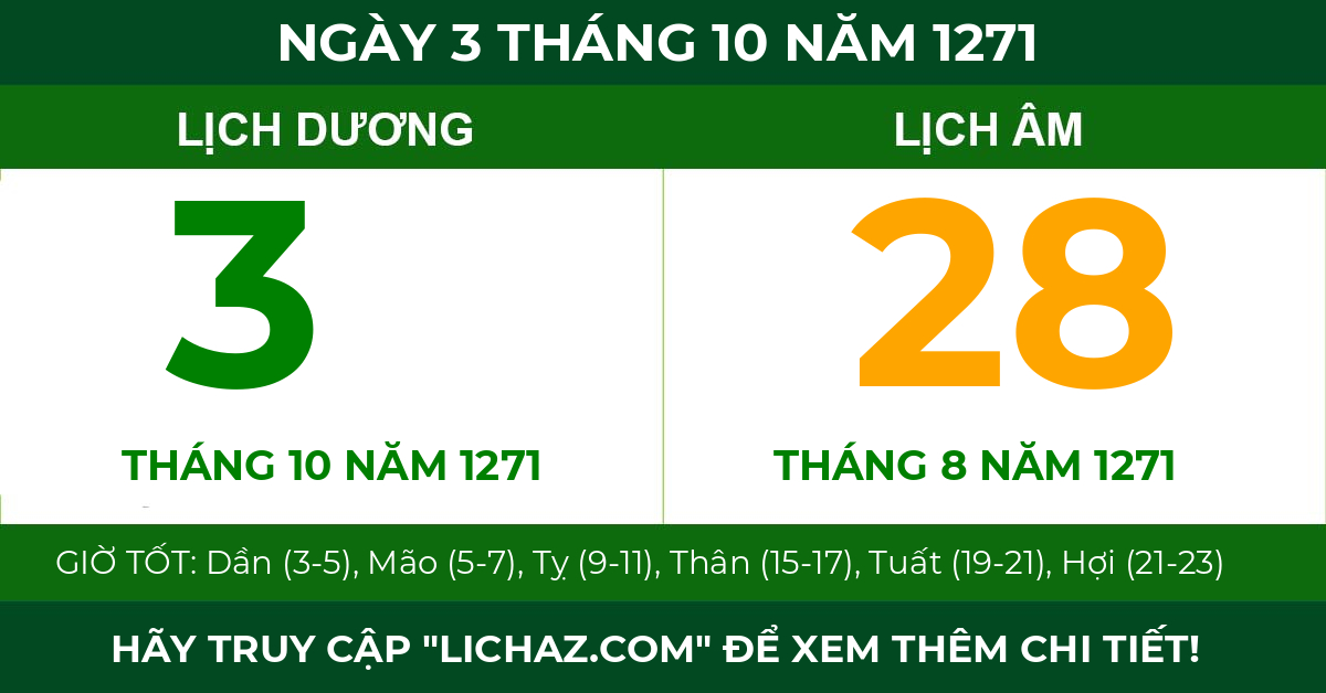 lịch âm ngày 3 tháng 10 năm 1271