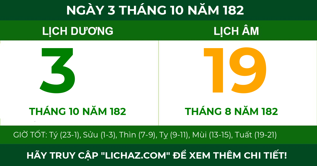 lịch âm ngày 3 tháng 10 năm 182