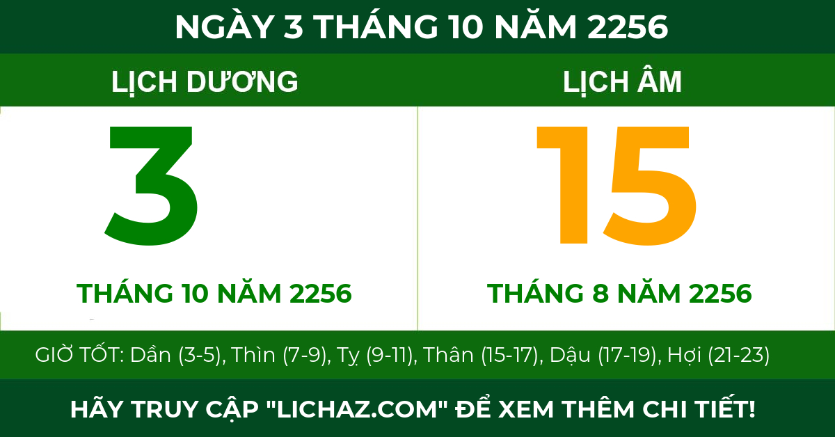 lịch âm ngày 3 tháng 10 năm 2256