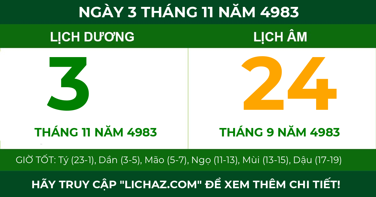 lịch âm ngày 3 tháng 11 năm 4983
