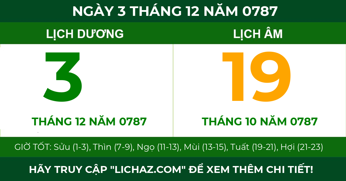 lịch âm ngày 3 tháng 12 năm 0787