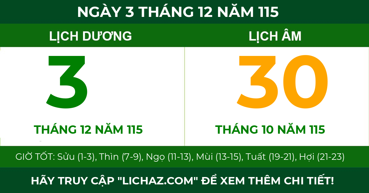 lịch âm ngày 3 tháng 12 năm 115