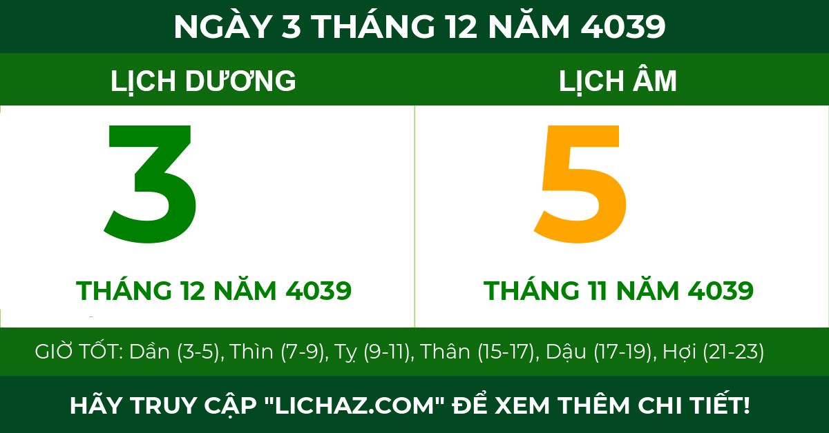 lịch âm ngày 3 tháng 12 năm 4039