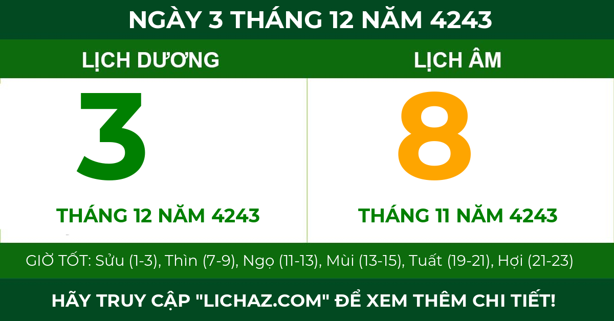 lịch âm ngày 3 tháng 12 năm 4243