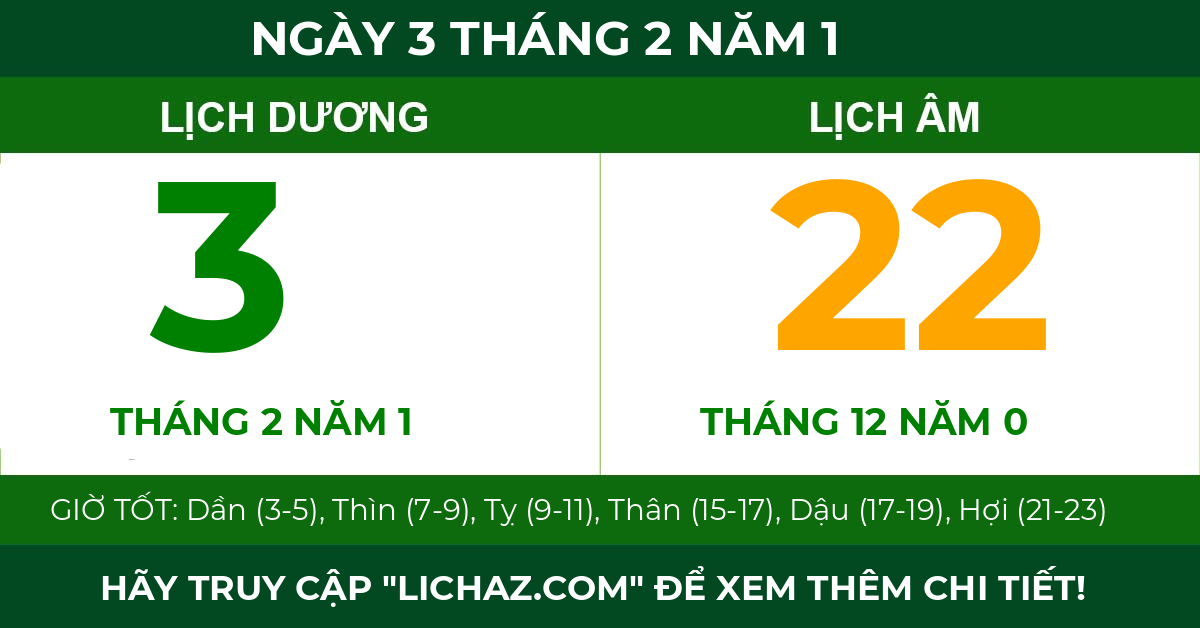 lịch âm ngày 3 tháng 2 năm 1