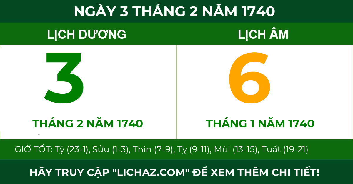 lịch âm ngày 3 tháng 2 năm 1740