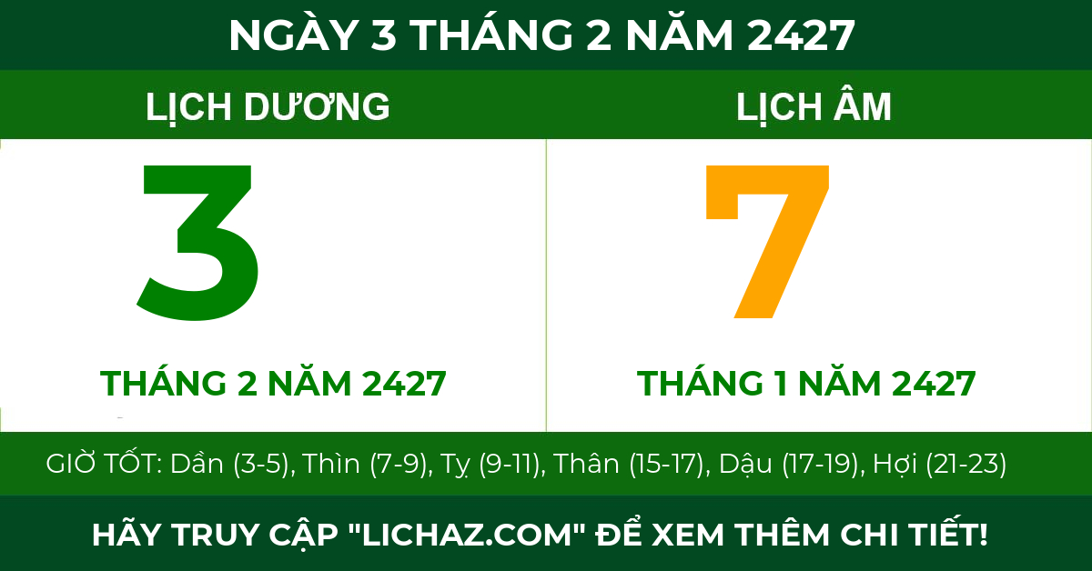 lịch âm ngày 3 tháng 2 năm 2427
