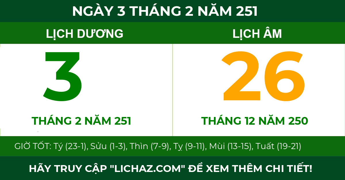 lịch âm ngày 3 tháng 2 năm 251