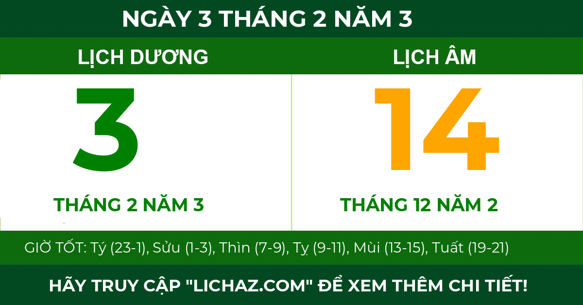 lịch âm ngày 3 tháng 2 năm 3