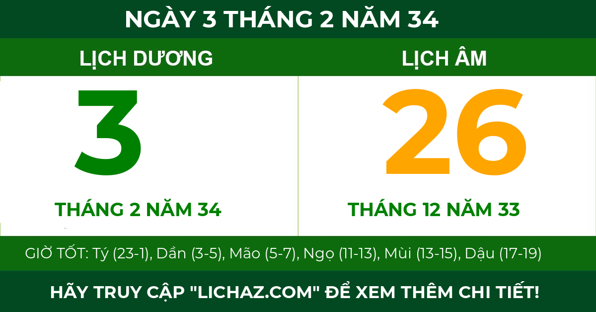 lịch âm ngày 3 tháng 2 năm 34