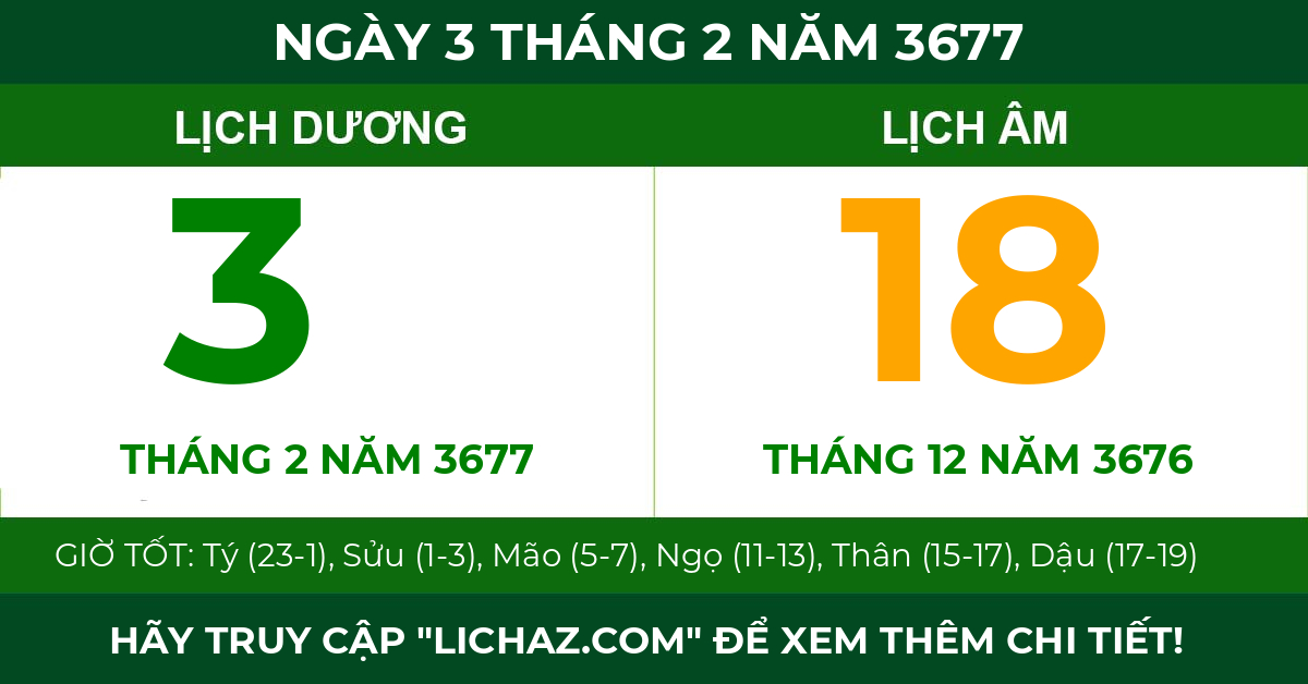 lịch âm ngày 3 tháng 2 năm 3677