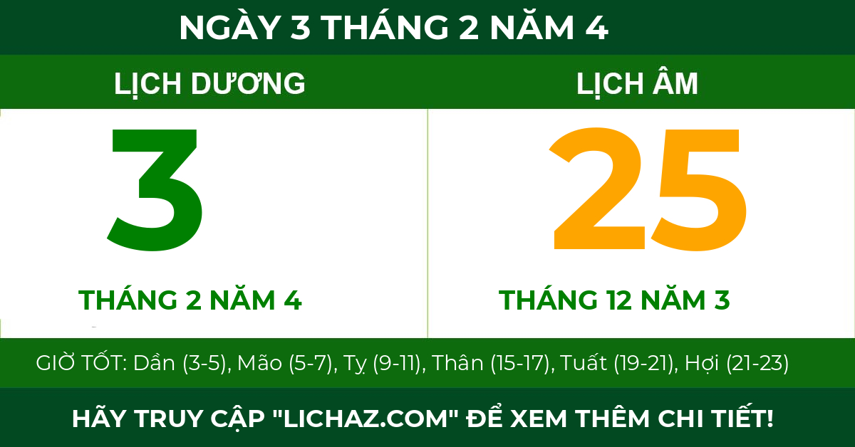 lịch âm ngày 3 tháng 2 năm 4