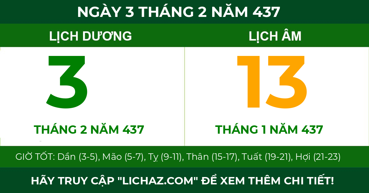 lịch âm ngày 3 tháng 2 năm 437