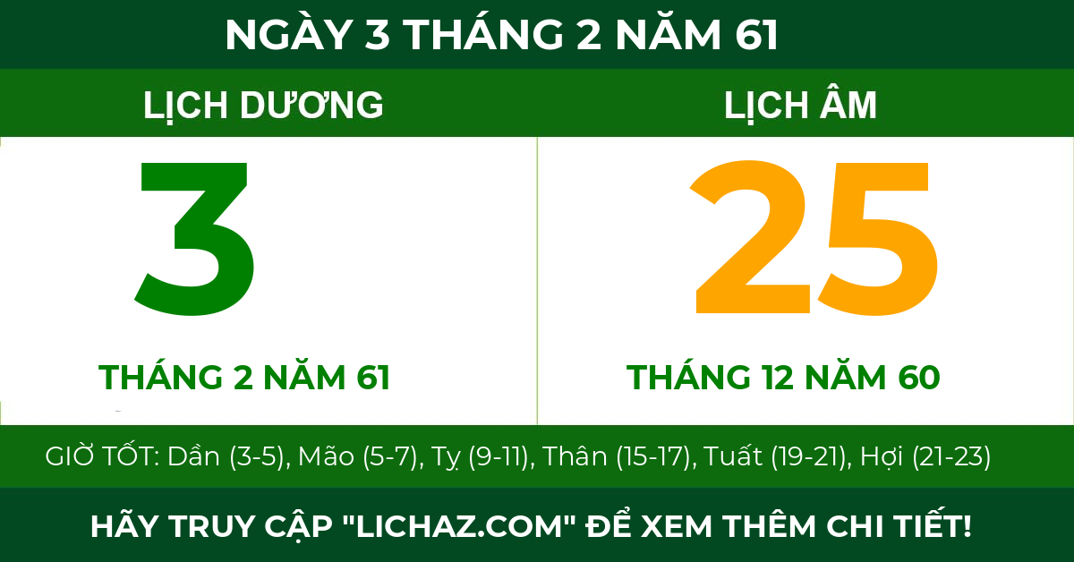 lịch âm ngày 3 tháng 2 năm 61
