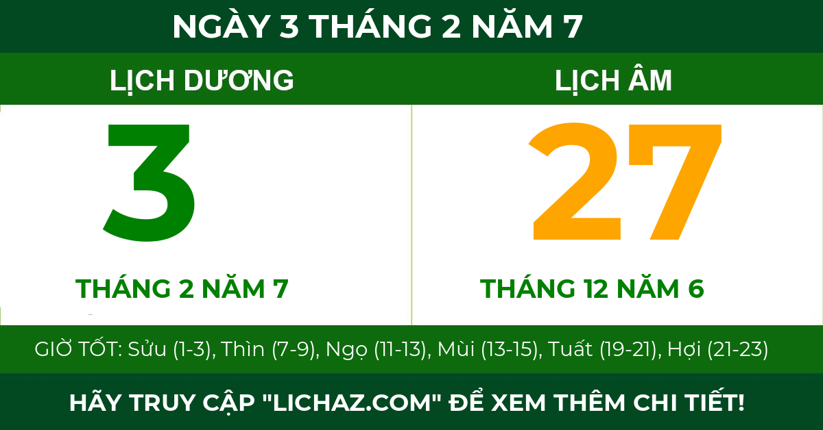 lịch âm ngày 3 tháng 2 năm 7