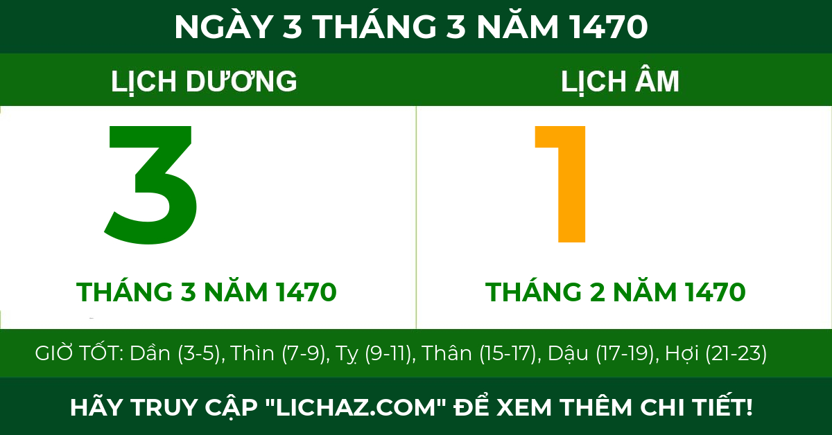 lịch âm ngày 3 tháng 3 năm 1470