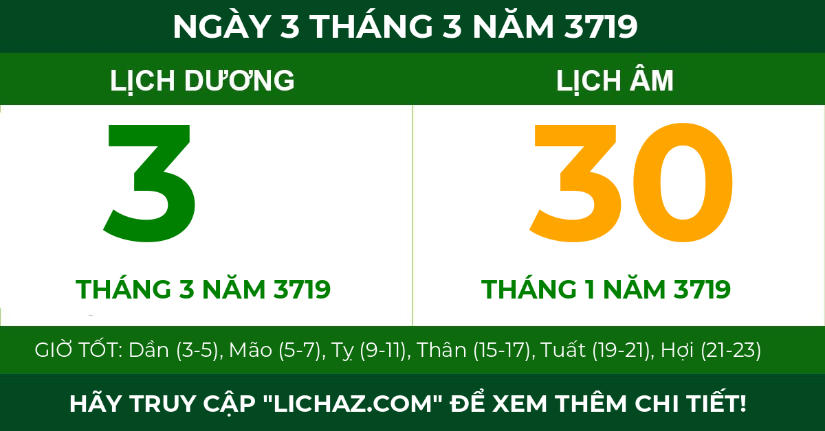 lịch âm ngày 3 tháng 3 năm 3719