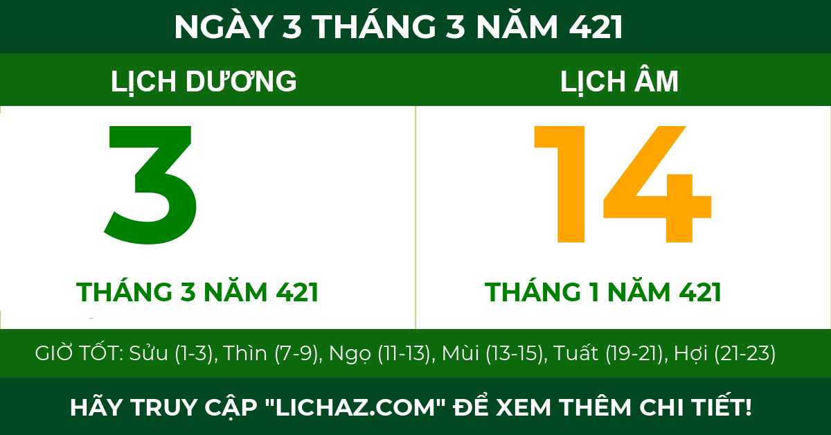 lịch âm ngày 3 tháng 3 năm 421