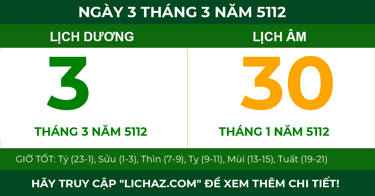 lịch âm ngày 3 tháng 3 năm 5112