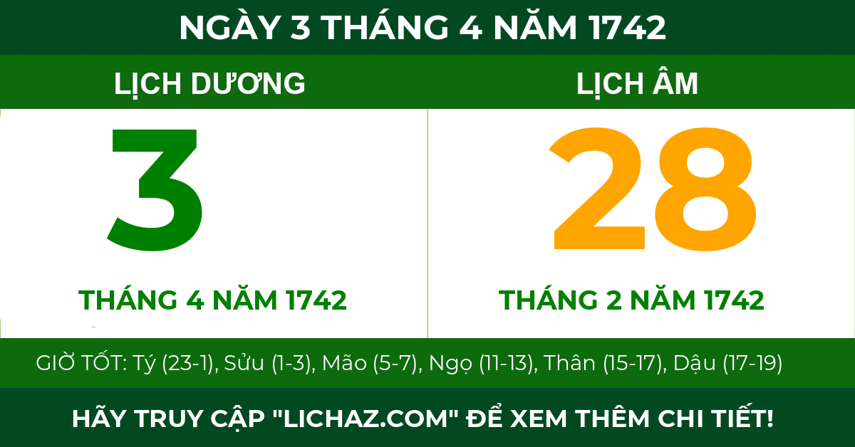 lịch âm ngày 3 tháng 4 năm 1742