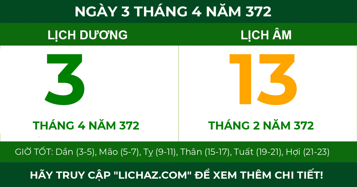 lịch âm ngày 3 tháng 4 năm 372