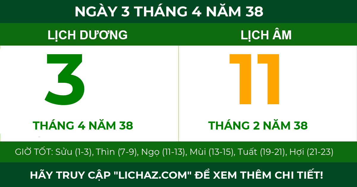 lịch âm ngày 3 tháng 4 năm 38