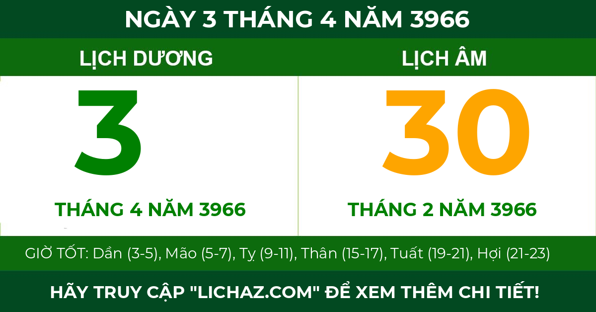 lịch âm ngày 3 tháng 4 năm 3966