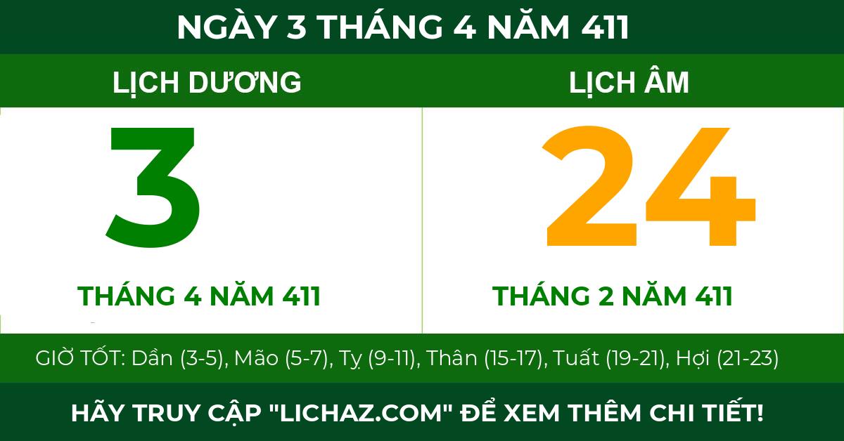 lịch âm ngày 3 tháng 4 năm 411