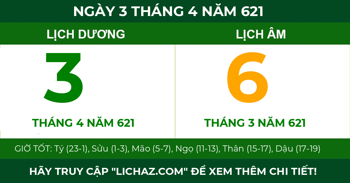 lịch âm ngày 3 tháng 4 năm 621