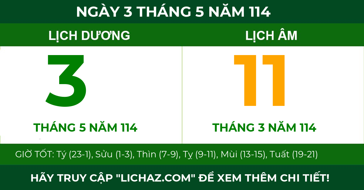 lịch âm ngày 3 tháng 5 năm 114