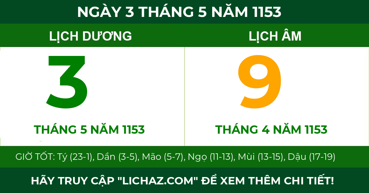 lịch âm ngày 3 tháng 5 năm 1153