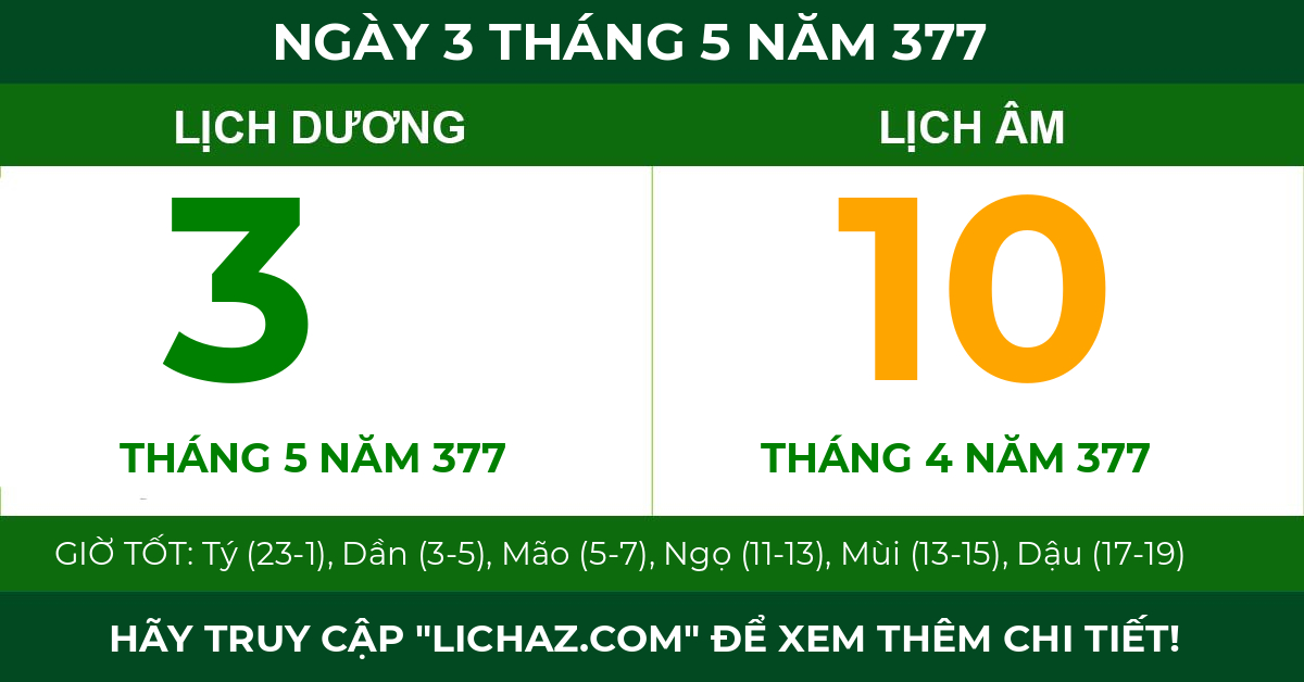 lịch âm ngày 3 tháng 5 năm 377
