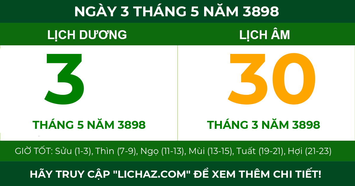 lịch âm ngày 3 tháng 5 năm 3898