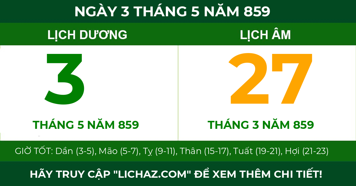 lịch âm ngày 3 tháng 5 năm 859