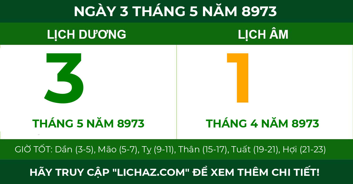 lịch âm ngày 3 tháng 5 năm 8973