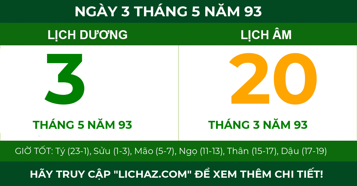 lịch âm ngày 3 tháng 5 năm 93