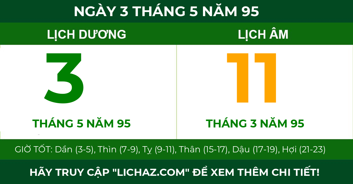 lịch âm ngày 3 tháng 5 năm 95