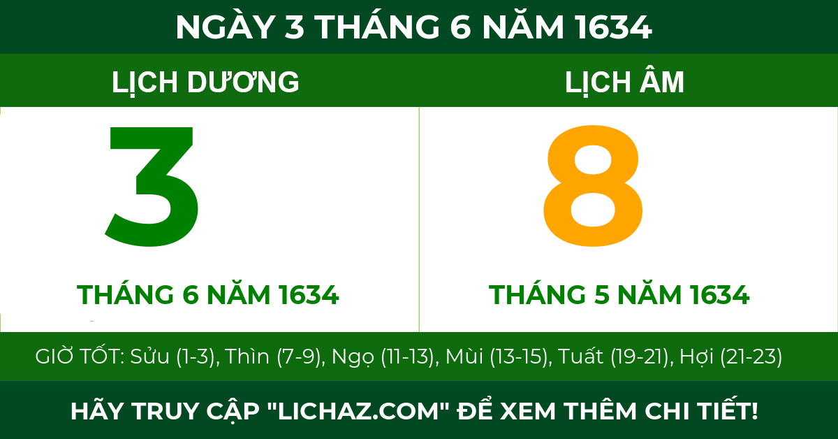 lịch âm ngày 3 tháng 6 năm 1634