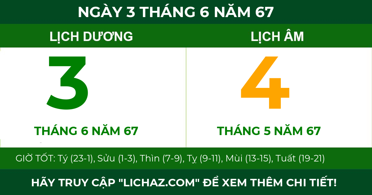 lịch âm ngày 3 tháng 6 năm 67