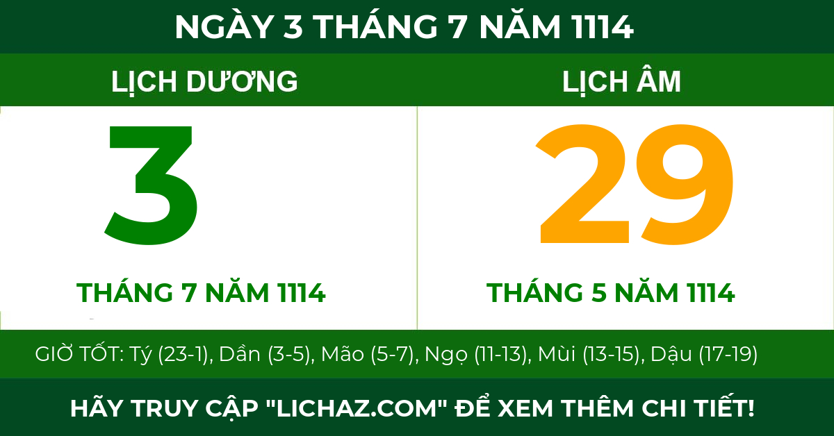 lịch âm ngày 3 tháng 7 năm 1114