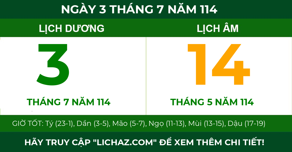 lịch âm ngày 3 tháng 7 năm 114