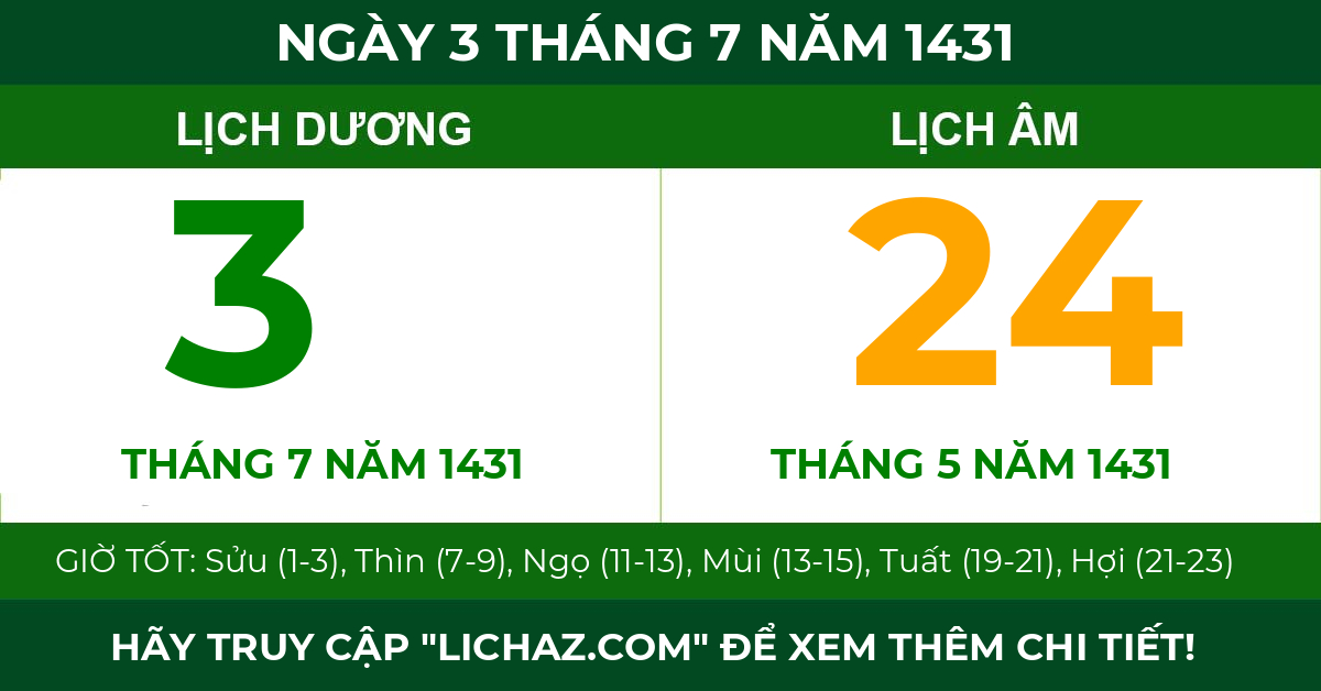 lịch âm ngày 3 tháng 7 năm 1431