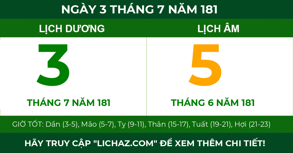 lịch âm ngày 3 tháng 7 năm 181