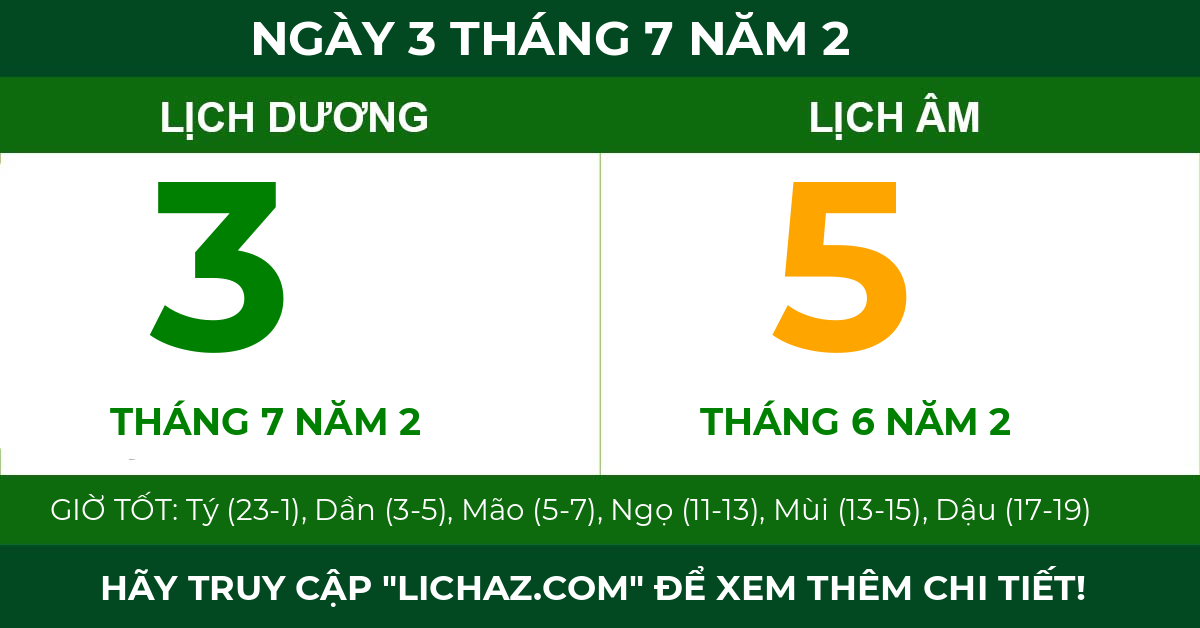 lịch âm ngày 3 tháng 7 năm 2