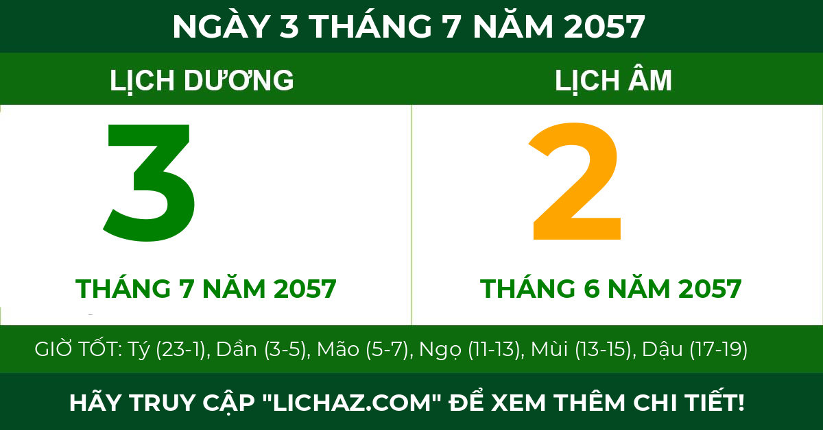 lịch âm ngày 3 tháng 7 năm 2057